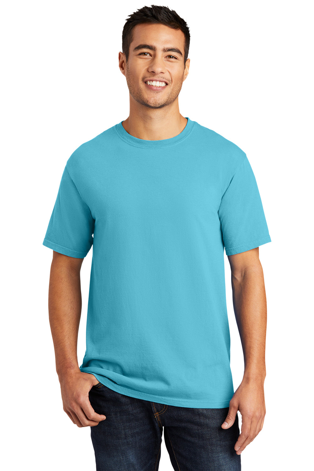 Port & Company PC099 Mens Beach Wash Short Sleeve Crewneck T-Shirt Tidal Wave Blue Model Front