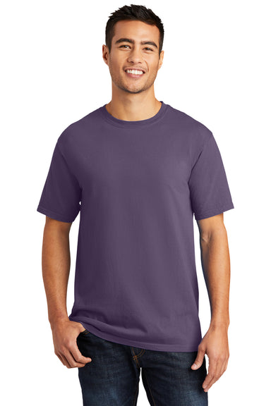 Port & Company PC099 Mens Beach Wash Short Sleeve Crewneck T-Shirt Vintage Plum Purple Model Front