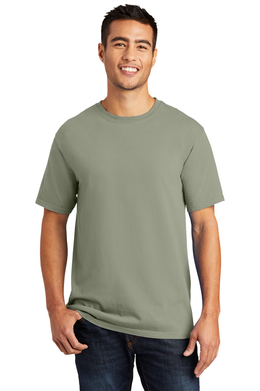 Port & Company PC099 Mens Beach Wash Short Sleeve Crewneck T-Shirt Walnut Model Front