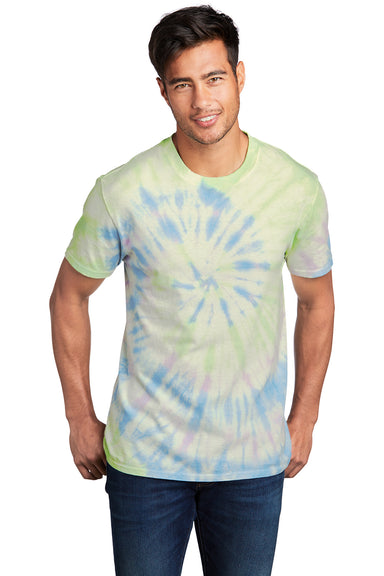 Port & Company PC147 Mens Tie-Dye Short Sleeve Crewneck T-Shirt Watercolor Spiral Model Front