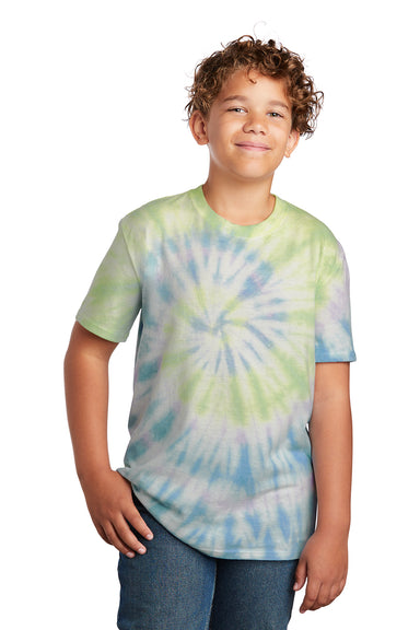 Port & Company PC147Y Youth Tie-Dye Short Sleeve Crewneck T-Shirt Watercolor Spiral Model Front