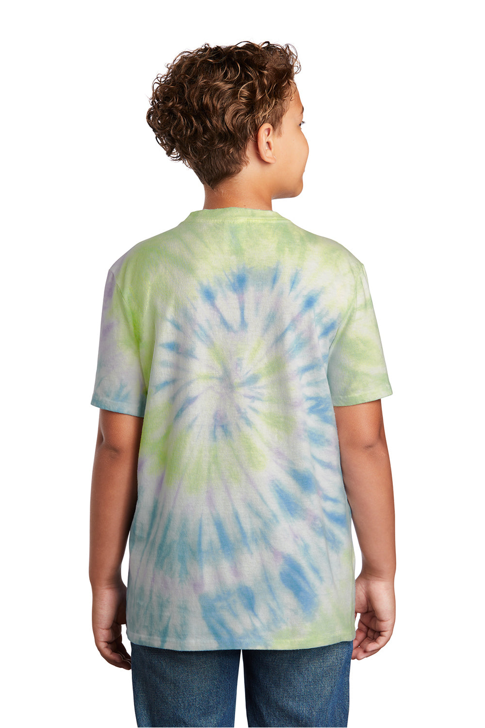 Port & Company PC147Y Youth Tie-Dye Short Sleeve Crewneck T-Shirt Watercolor Spiral Model Back