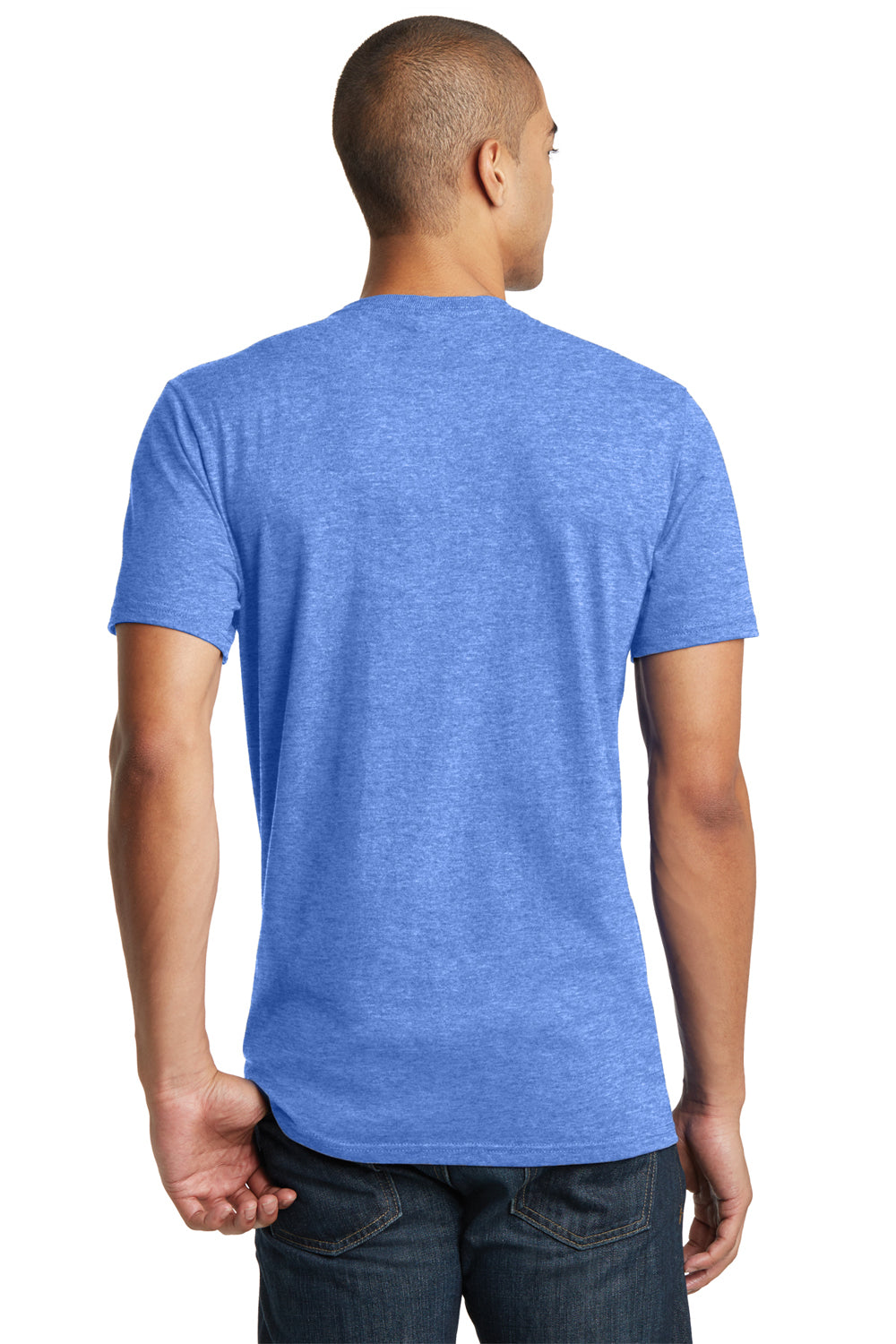 District DT5000 Mens The Concert Short Sleeve Crewneck T-Shirt Heather Royal Blue Model Back