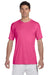 Hanes 4820 Mens Cool DRI FreshIQ Moisture Wicking Short Sleeve Crewneck T-Shirt Wow Pink Model Front