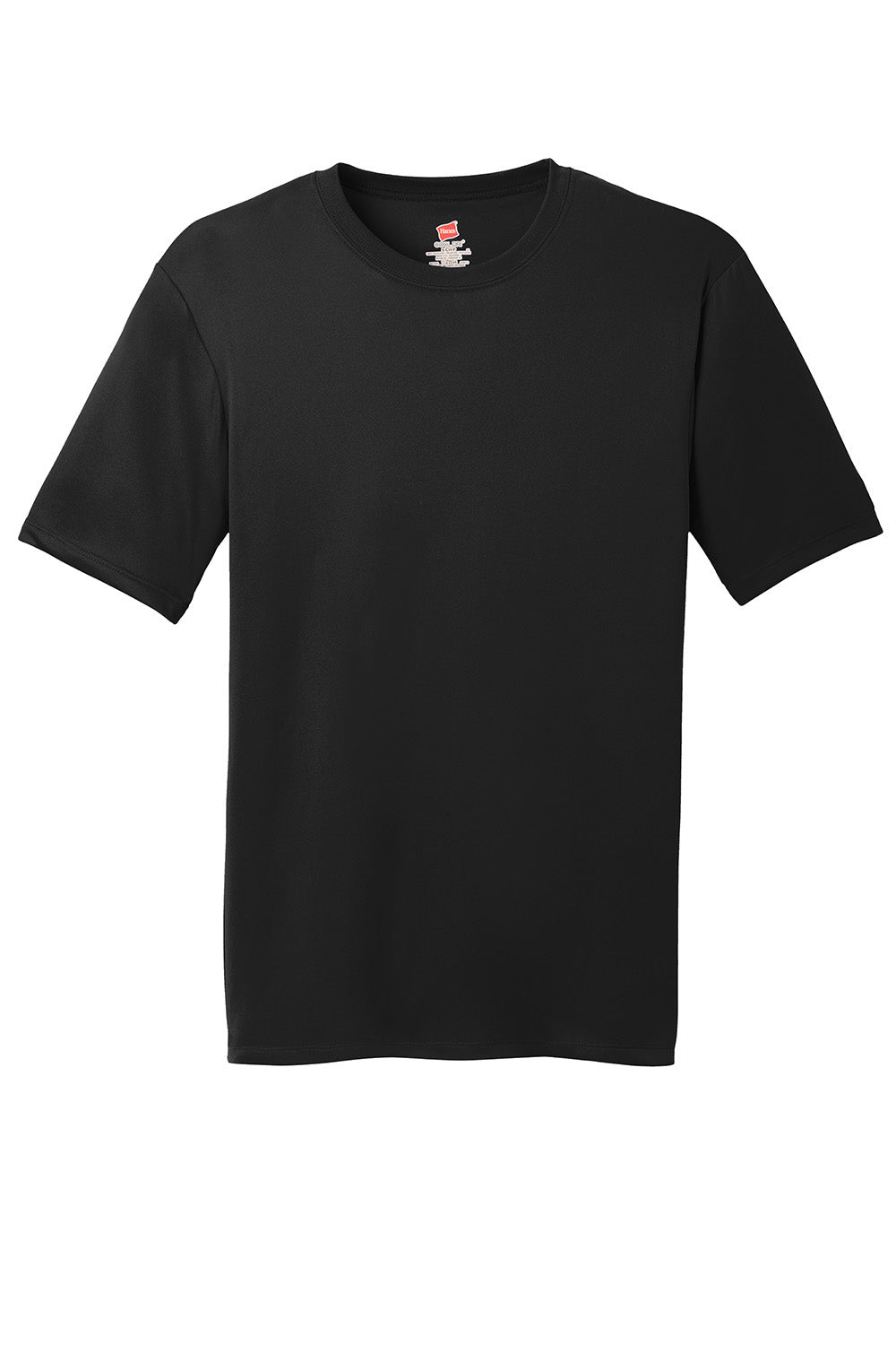 Hanes 4820 Mens Cool DRI FreshIQ Moisture Wicking Short Sleeve Crewneck T-Shirt Black Flat Front