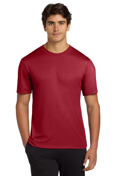 Hanes 4820 Mens Cool DRI FreshIQ Moisture Wicking Short Sleeve Crewneck T-Shirt Deep Red Model Front