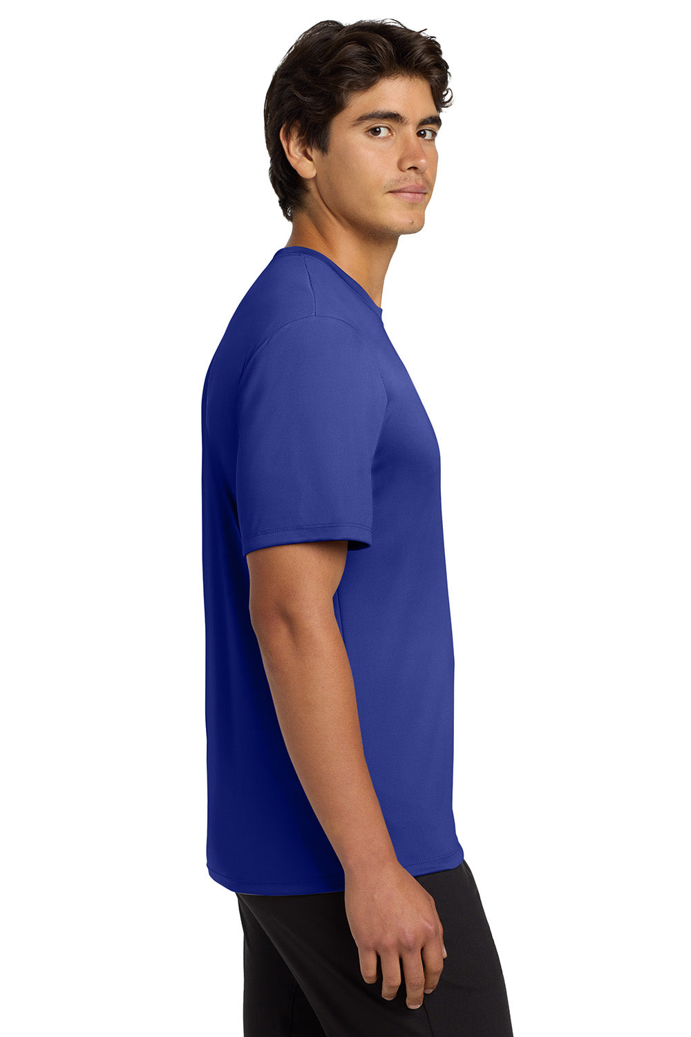 Hanes 4820 Mens Cool DRI FreshIQ Moisture Wicking Short Sleeve Crewneck T-Shirt Deep Royal Blue Model Side