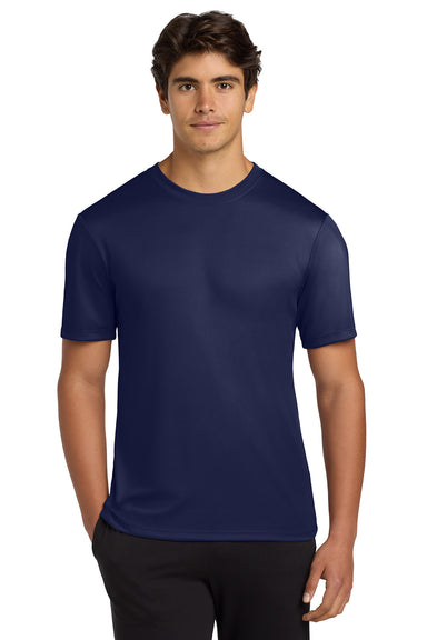 Hanes 4820 Mens Cool DRI FreshIQ Moisture Wicking Short Sleeve Crewneck T-Shirt Navy Blue Model Front