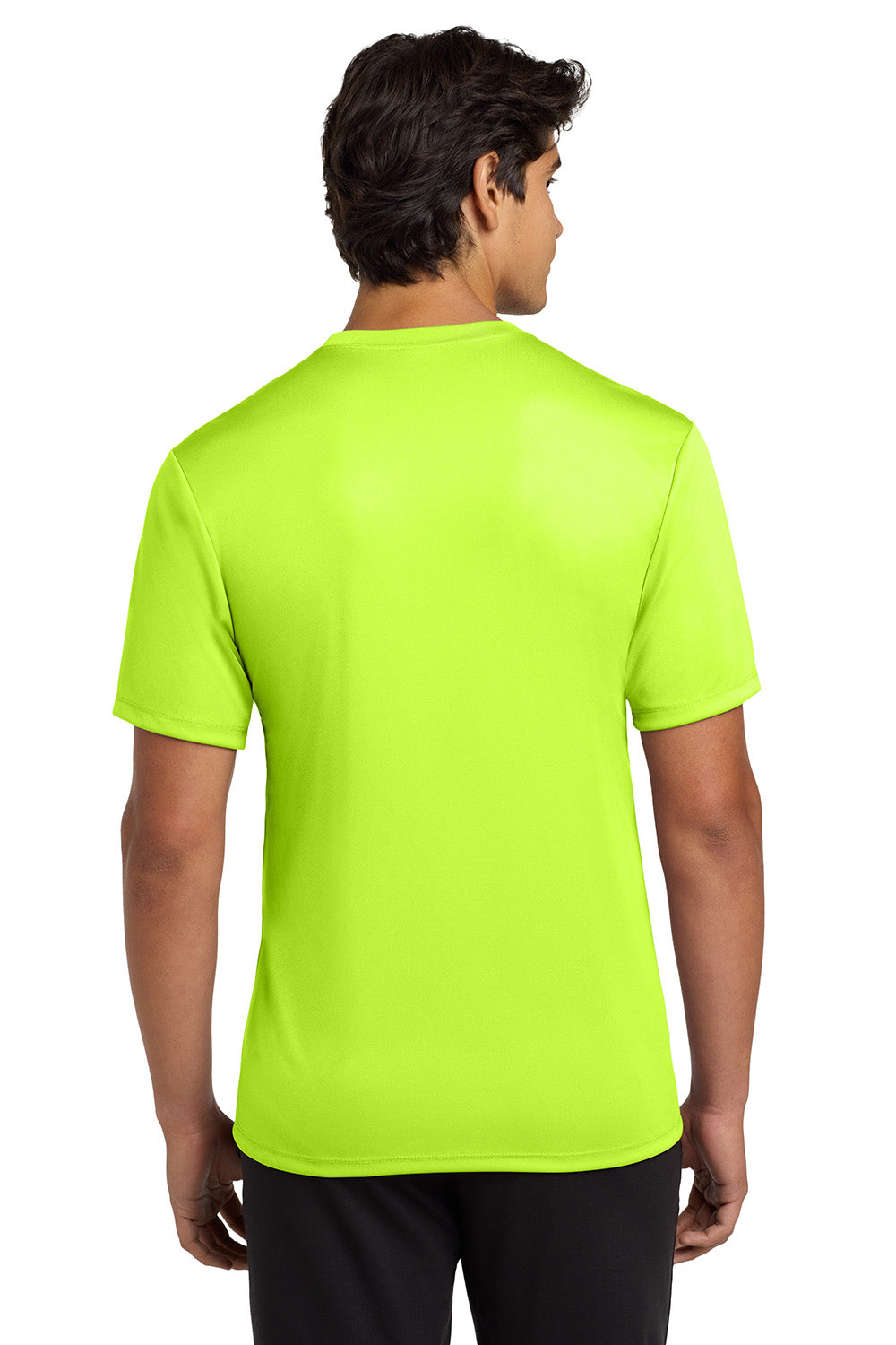 Hanes 4820 Mens Cool DRI FreshIQ Moisture Wicking Short Sleeve Crewneck T-Shirt Safety Green Model Back