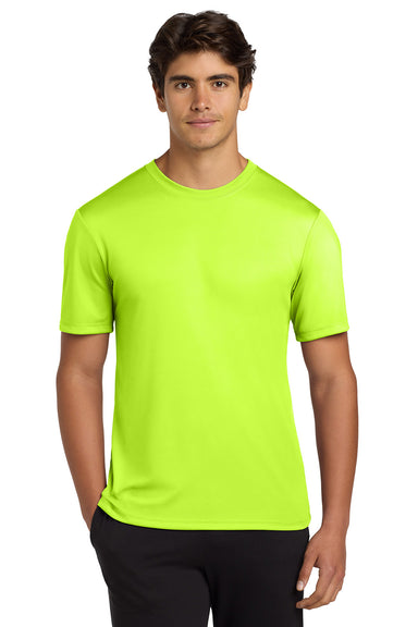 Hanes 4820 Mens Cool DRI FreshIQ Moisture Wicking Short Sleeve Crewneck T-Shirt Safety Green Model Front