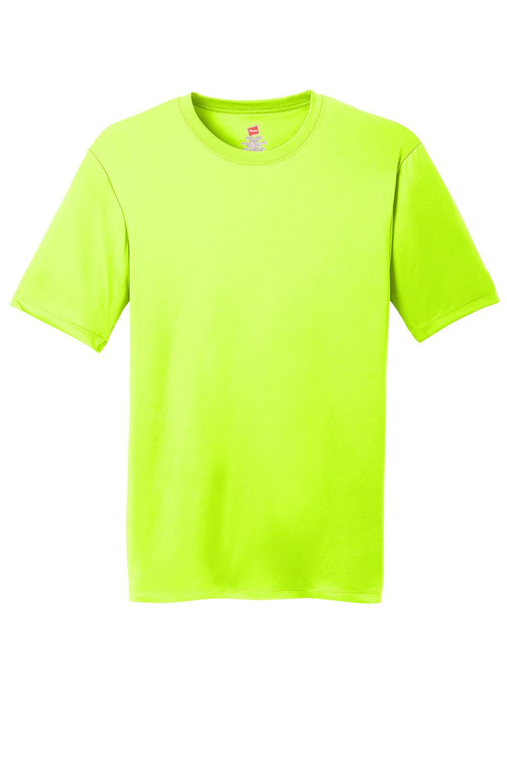 Hanes 4820 Mens Cool DRI FreshIQ Moisture Wicking Short Sleeve Crewneck T-Shirt Safety Green Flat Front