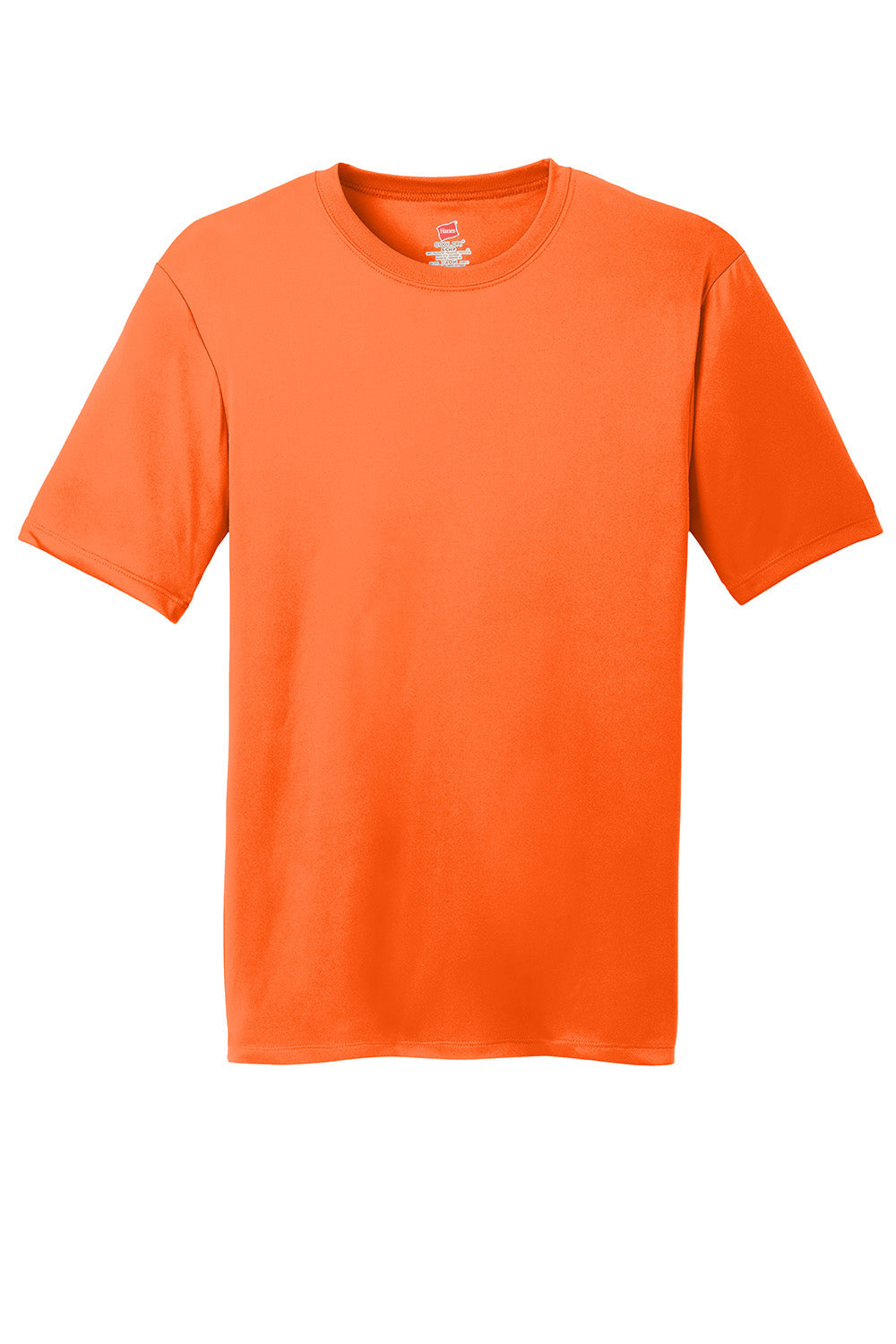 Hanes 4820 Mens Cool DRI FreshIQ Moisture Wicking Short Sleeve Crewneck T-Shirt Safety Orange Flat Front