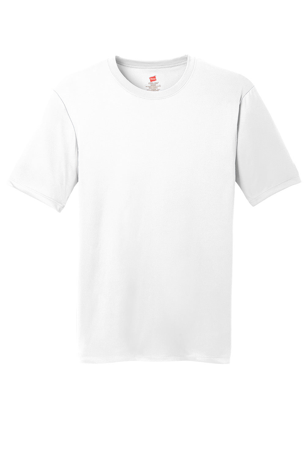 Hanes 4820 Mens Cool DRI FreshIQ Moisture Wicking Short Sleeve Crewneck T-Shirt White Flat Front