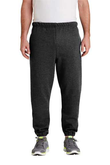 Jerzees 4850MP/4850P/4850MR Mens Super Sweats NuBlend Pill Resistant Fleece Sweatpants w/ Pockets Heather Black Model Front