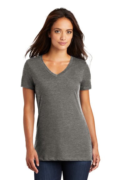 District DM1170L Womens Perfect Weight Short Sleeve V-Neck T-Shirt Heather Charcoal Grey Model Front