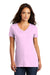 District DM1170L Womens Perfect Weight Short Sleeve V-Neck T-Shirt Soft Purple Model Front