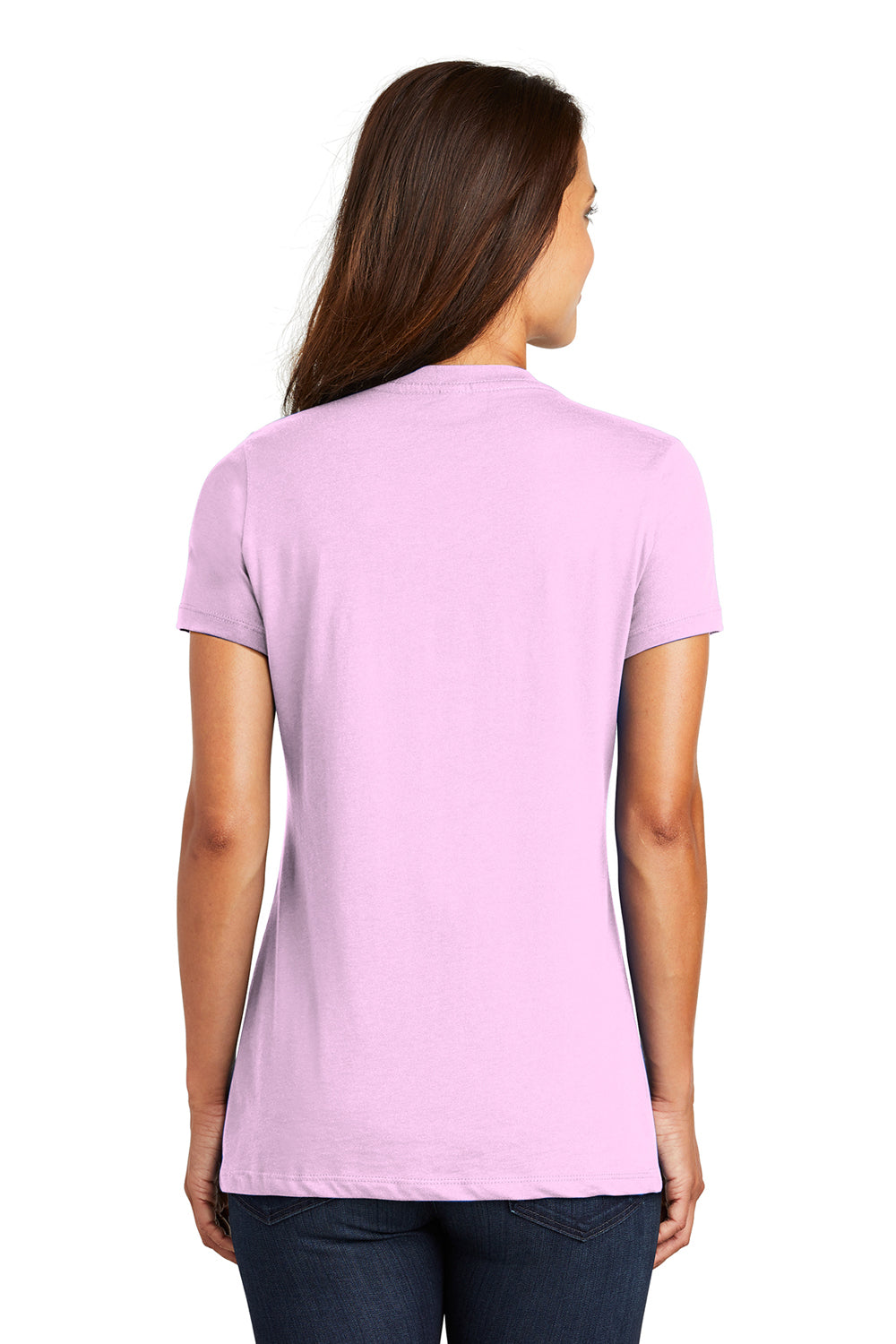 District DM1170L Womens Perfect Weight Short Sleeve V-Neck T-Shirt Soft Purple Model Back