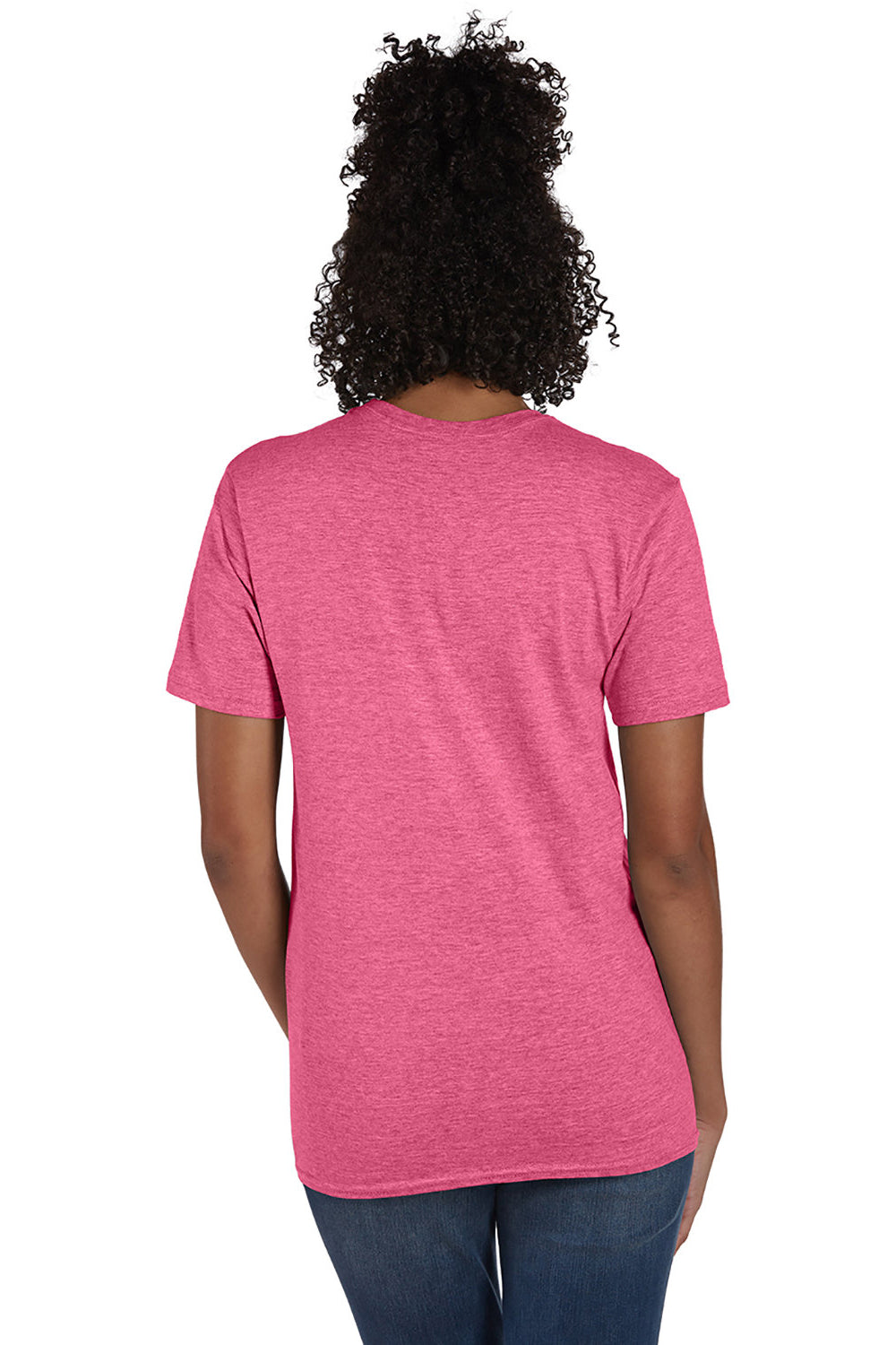 Hanes 4980 Mens Nano-T Short Sleeve Crewneck T-Shirt Heather Wow Pink Model Back