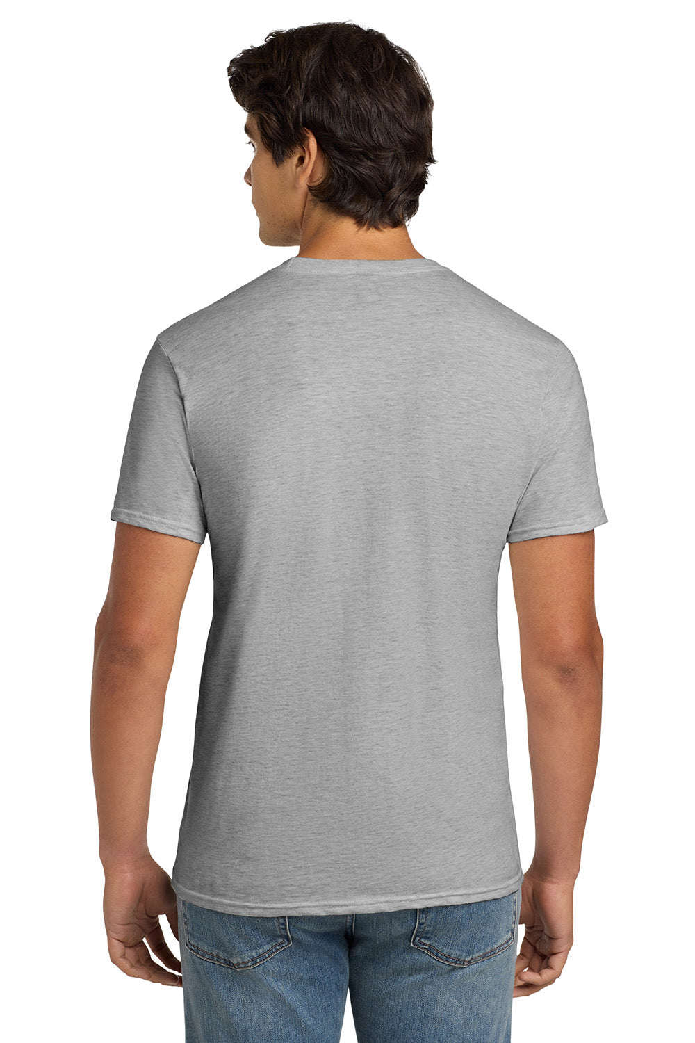 Hanes 4980 Mens Nano-T Short Sleeve Crewneck T-Shirt Ash Grey Model Back