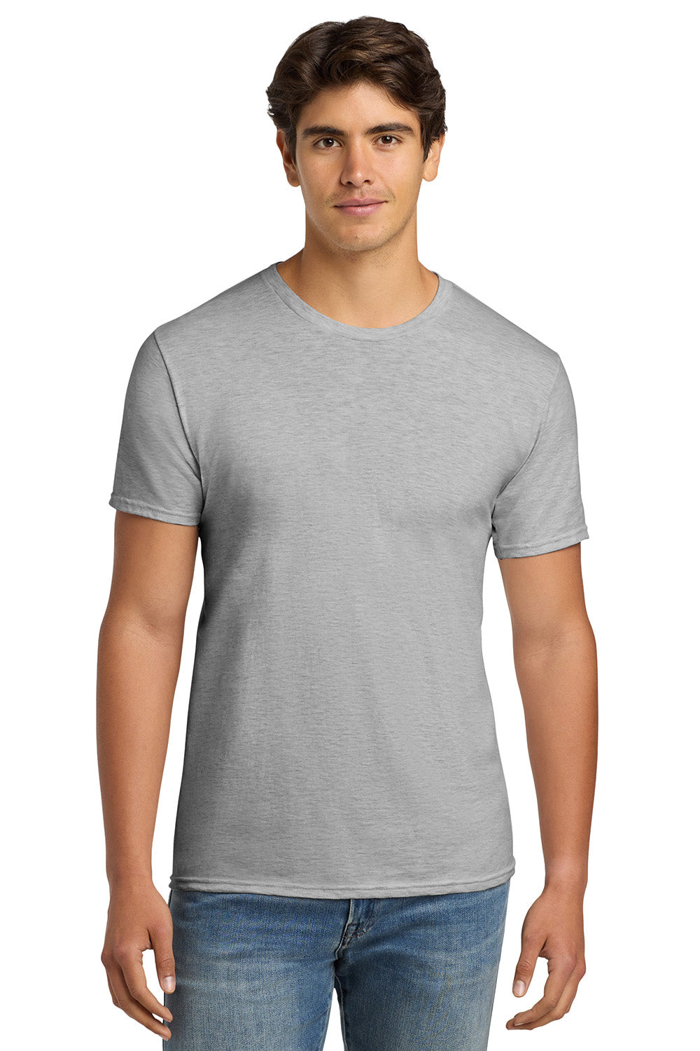 Hanes 4980 Mens Nano-T Short Sleeve Crewneck T-Shirt Ash Grey Model Front