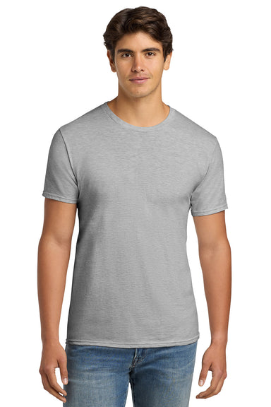 Hanes 4980 Mens Nano-T Short Sleeve Crewneck T-Shirt Ash Grey Model Front