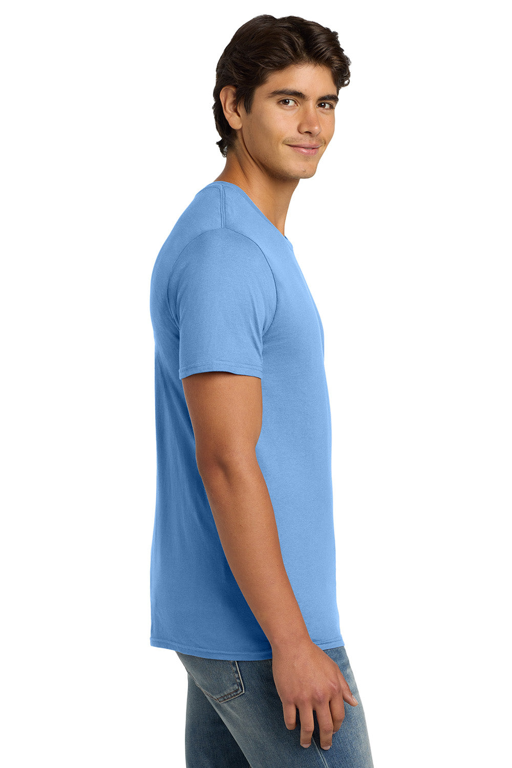 Hanes 4980 Mens Nano-T Short Sleeve Crewneck T-Shirt Carolina Blue Model Side