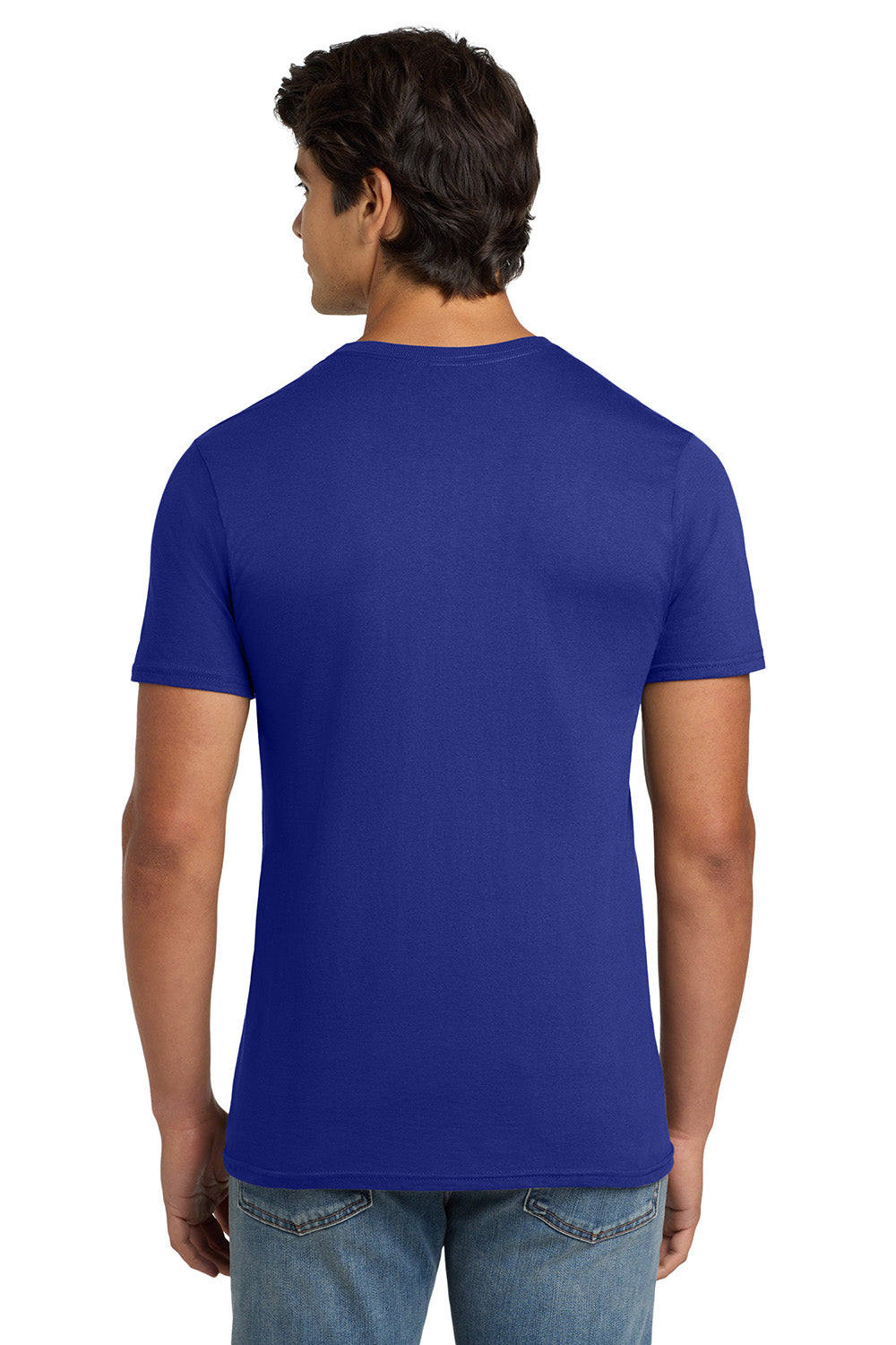 Hanes 4980 Mens Nano-T Short Sleeve Crewneck T-Shirt Deep Royal Blue Model Back