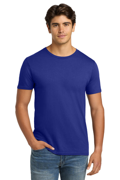 Hanes 4980 Mens Nano-T Short Sleeve Crewneck T-Shirt Deep Royal Blue Model Front