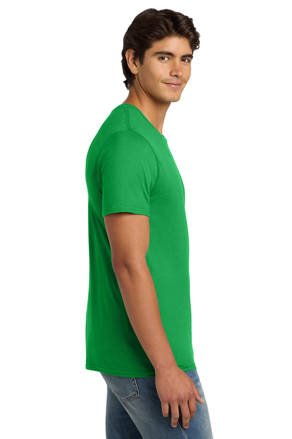 Hanes 4980 Mens Nano-T Short Sleeve Crewneck T-Shirt Kelly Green Model Side