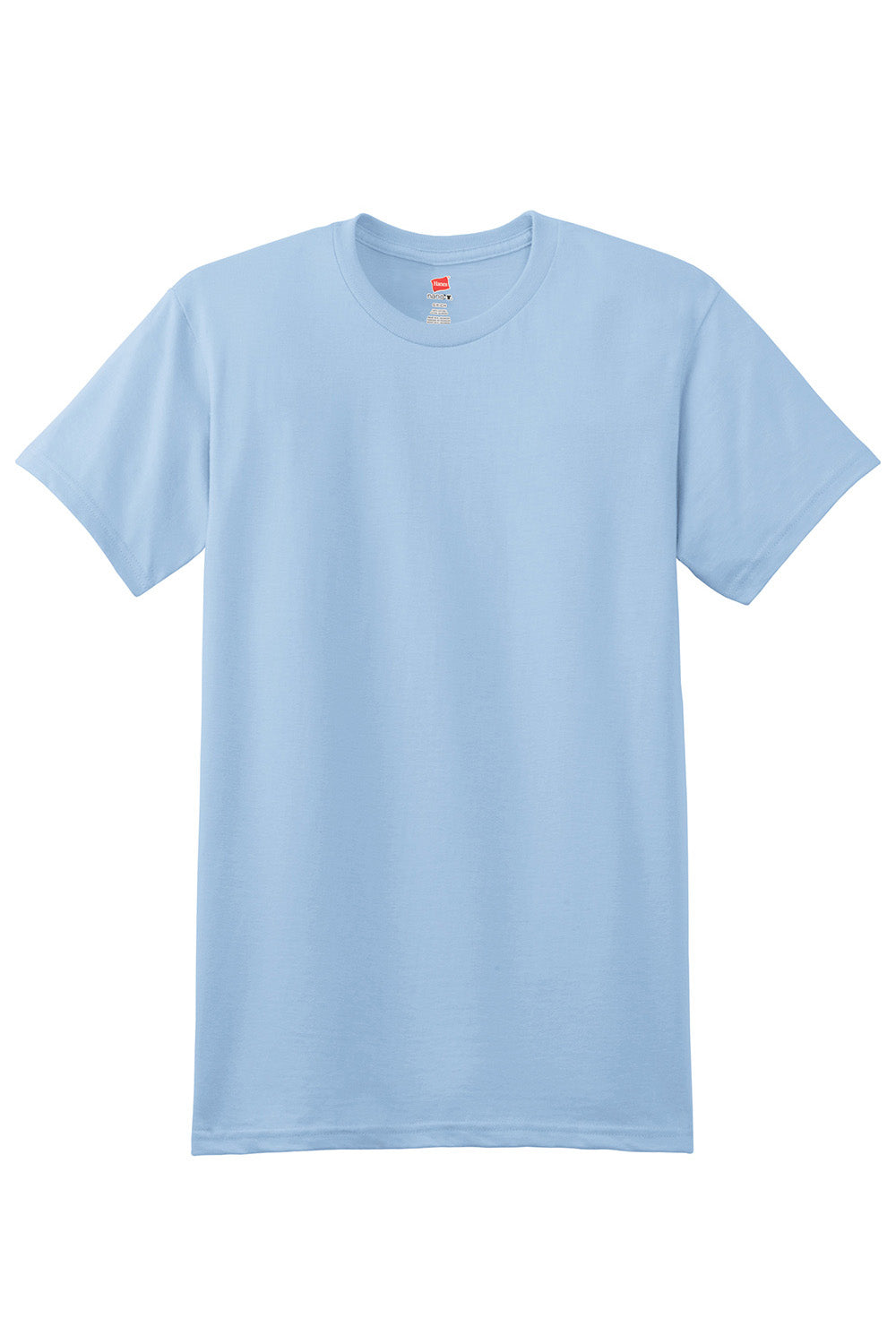 Hanes 4980 Mens Nano-T Short Sleeve Crewneck T-Shirt Light Blue Flat Front