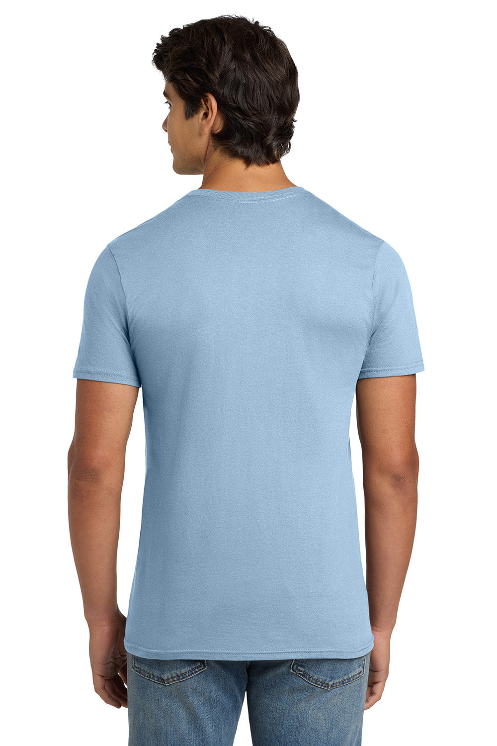 Hanes 4980 Mens Nano-T Short Sleeve Crewneck T-Shirt Light Blue Model Back