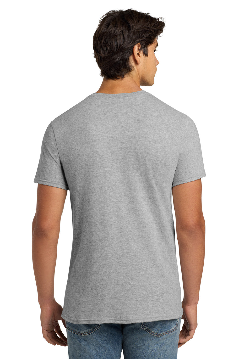 Hanes 4980 Mens Nano-T Short Sleeve Crewneck T-Shirt Light Steel Grey Model Back