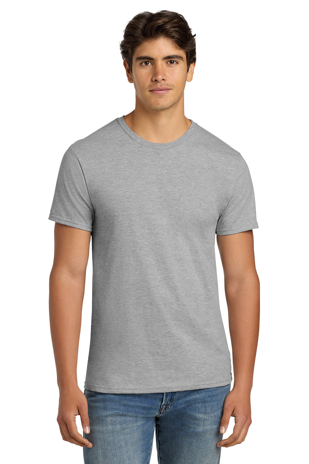 Hanes 4980 Mens Nano-T Short Sleeve Crewneck T-Shirt Light Steel Grey Model Front