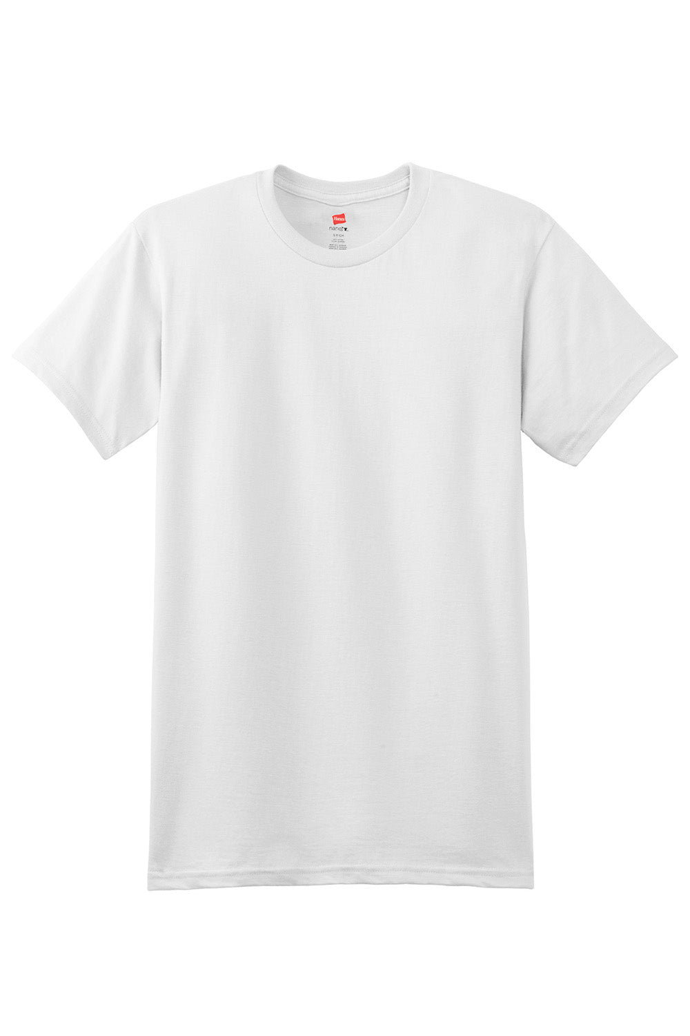 Hanes 4980 Mens Nano-T Short Sleeve Crewneck T-Shirt White Flat Front