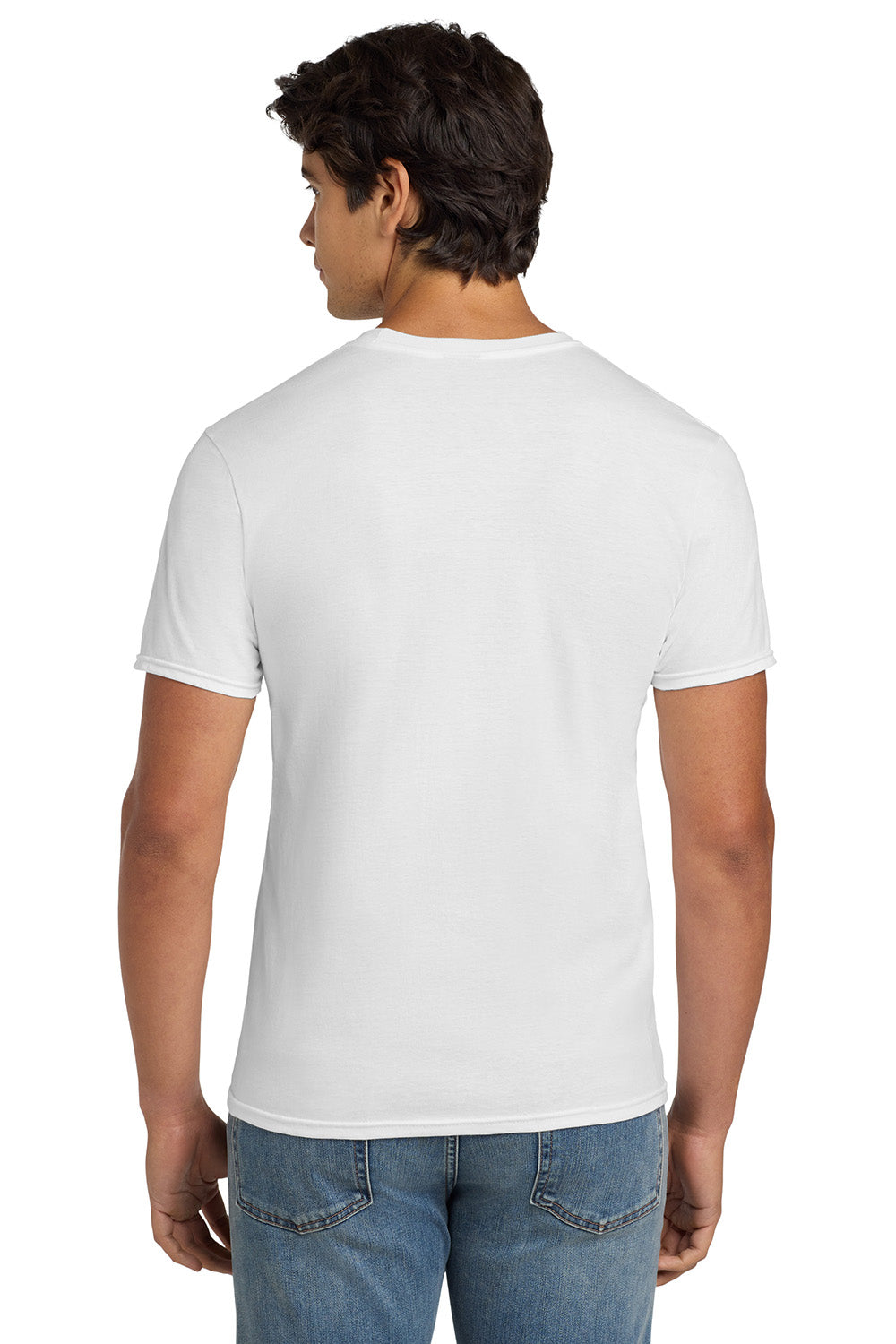 Hanes 4980 Mens Nano-T Short Sleeve Crewneck T-Shirt White Model Back