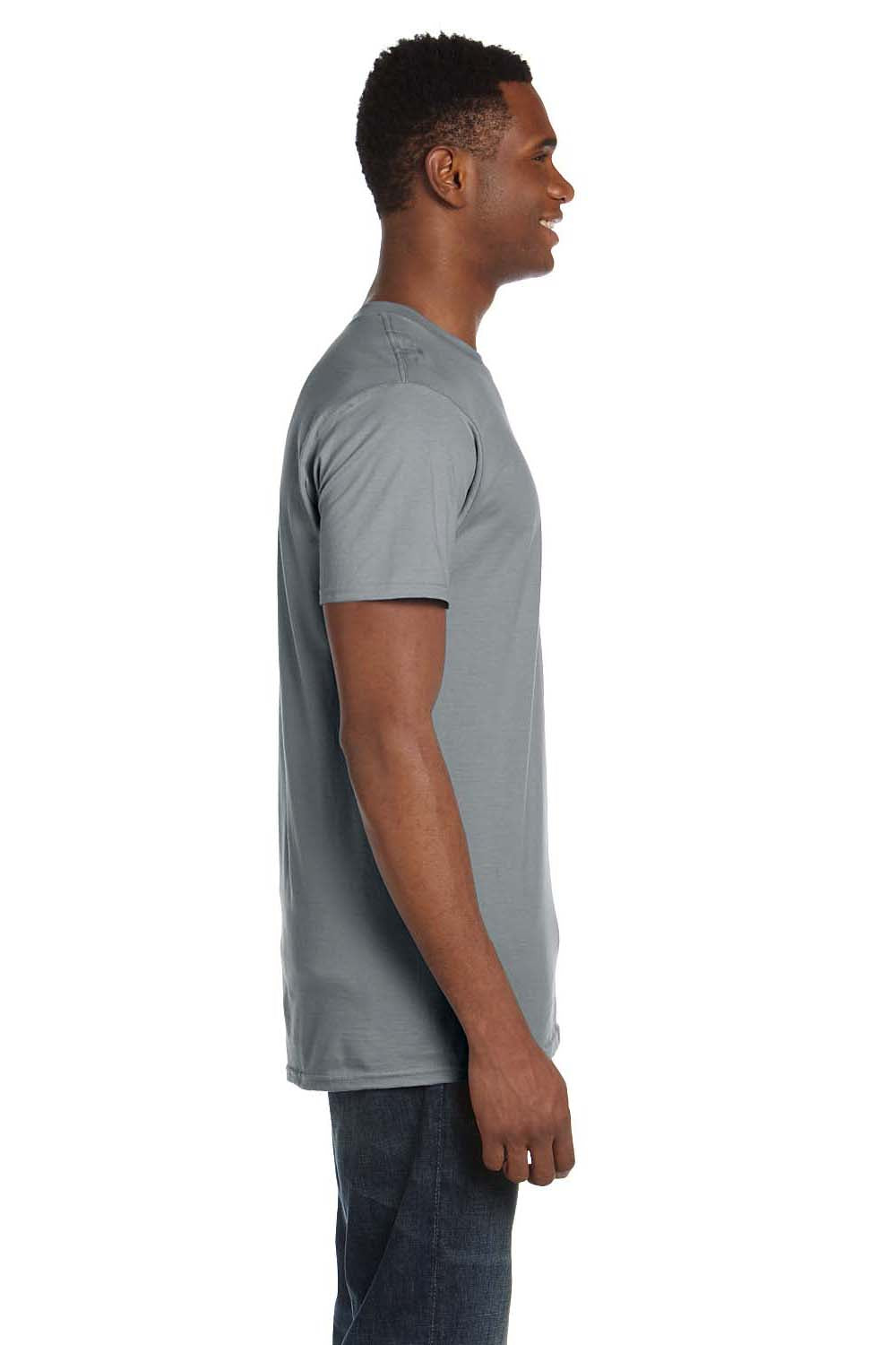 Hanes 4980 Mens Nano-T Short Sleeve Crewneck T-Shirt Vintage Grey Model Side