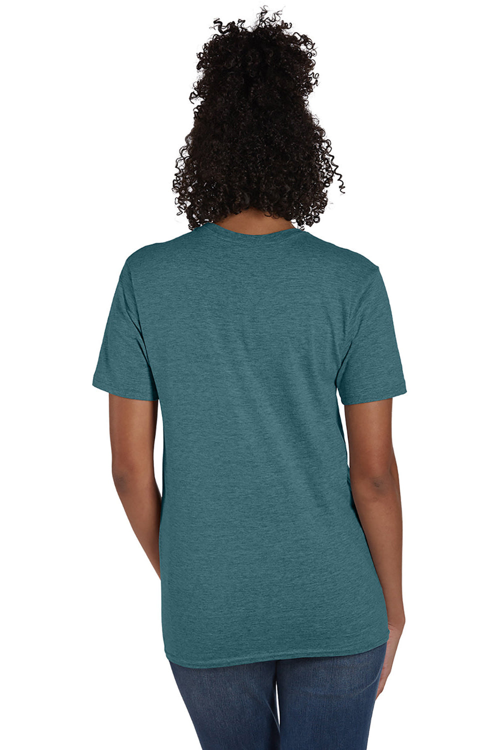 Hanes 4980 Mens Nano-T Short Sleeve Crewneck T-Shirt Heather Cactus Green Model Back