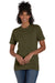 Hanes 4980 Mens Nano-T Short Sleeve Crewneck T-Shirt Heather Military Green Model Front