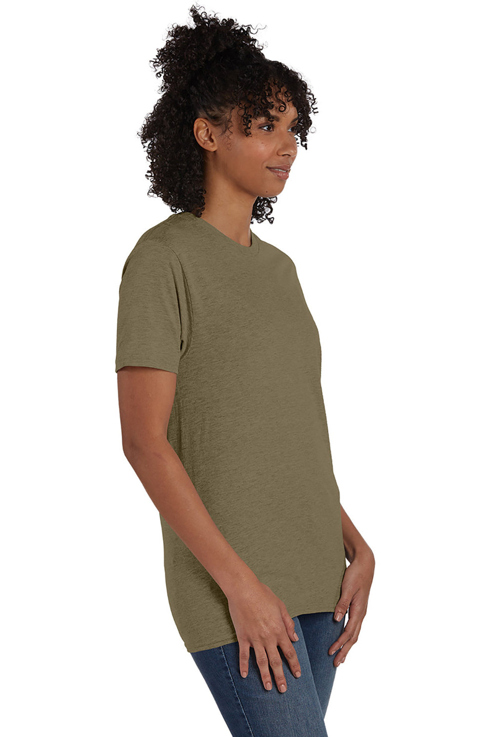 Hanes 4980 Mens Nano-T Short Sleeve Crewneck T-Shirt Heather Oregano Model 3Q