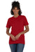 Hanes 4980 Mens Nano-T Short Sleeve Crewneck T-Shirt Heather Pepper Red Model Front