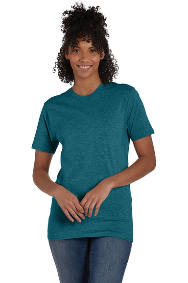 Hanes 4980 Mens Nano-T Short Sleeve Crewneck T-Shirt Heather Jade Pine Model Front