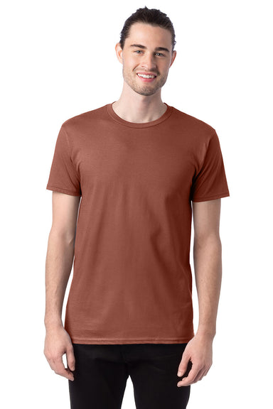 Hanes 4980 Mens Nano-T Short Sleeve Crewneck T-Shirt Canyon Rock Brown Model Front