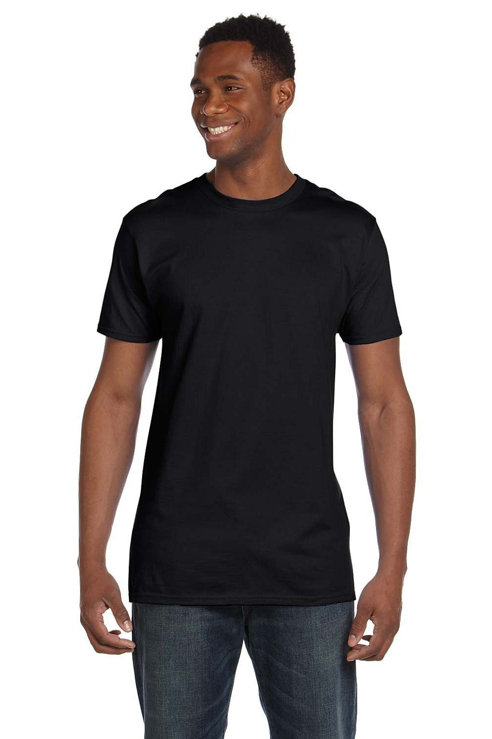 Hanes Mens Perfect T PreTreat Short Sleeve Crewneck T Shirt Black