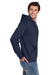 Jerzees 4997M/4997/4997MR Mens Super Sweats NuBlend Pill Resistant Fleece Hooded Sweatshirt Hoodie w/ Pouch Pocket Navy Blue Model Side