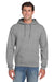 Jerzees 4997M/4997/4997MR Mens Super Sweats NuBlend Pill Resistant Fleece Hooded Sweatshirt Hoodie w/ Pouch Pocket Oxford Grey Model Front