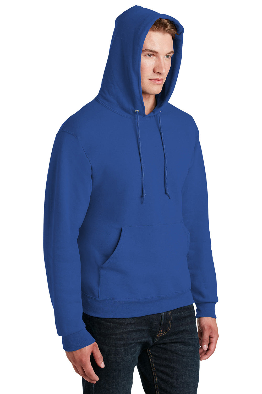 Jerzees 4997M/4997/4997MR Mens Super Sweats NuBlend Pill Resistant Fleece Hooded Sweatshirt Hoodie w/ Pouch Pocket Royal Blue Model 3q