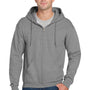 Jerzees Mens Super Sweats NuBlend Pill Resistant Fleece Full Zip Hooded Sweatshirt Hoodie w/ Pockets - Oxford Grey