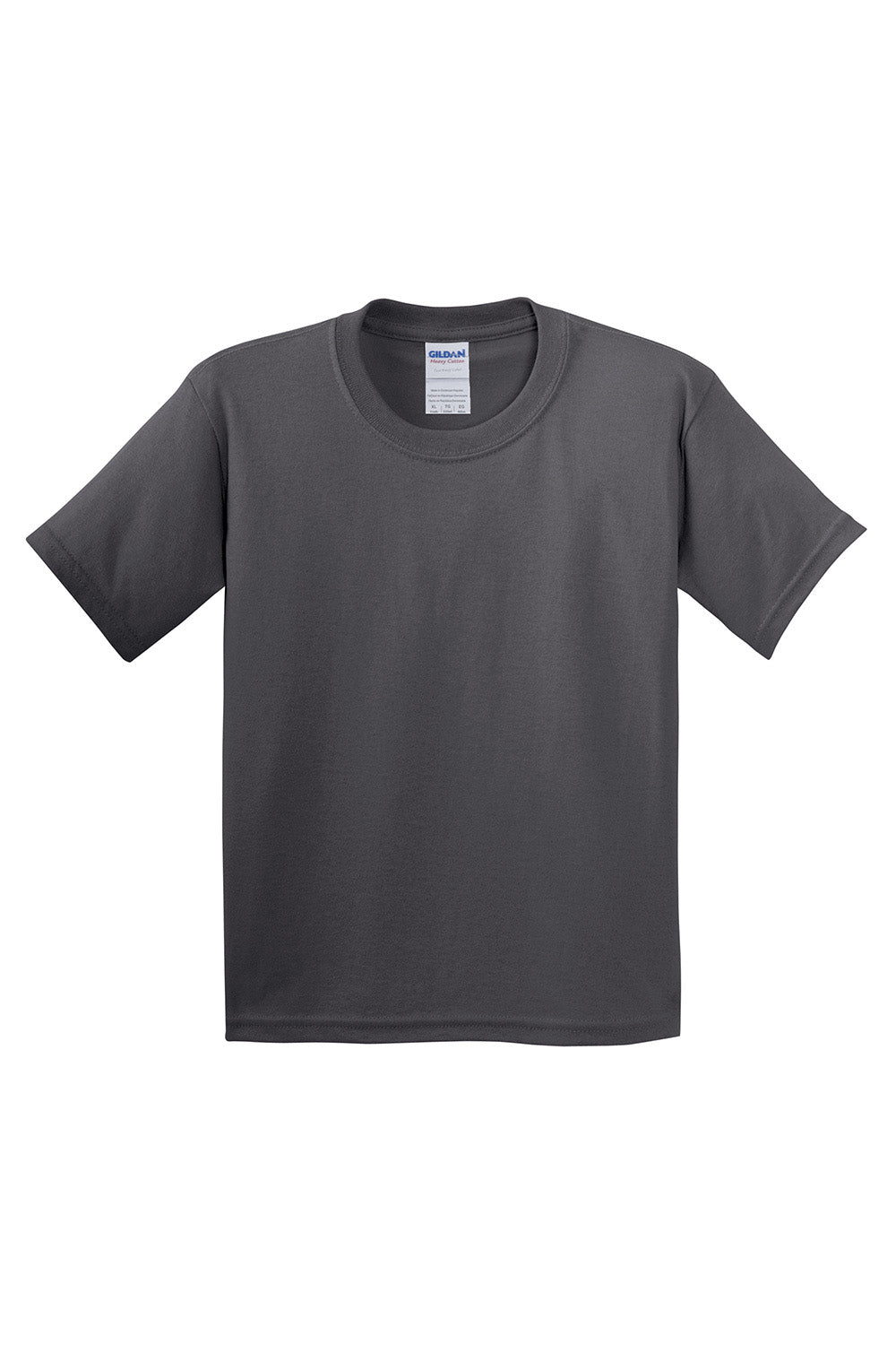 Gildan 5000B/G500B Youth Short Sleeve Crewneck T-Shirt Charcoal Grey Flat Front