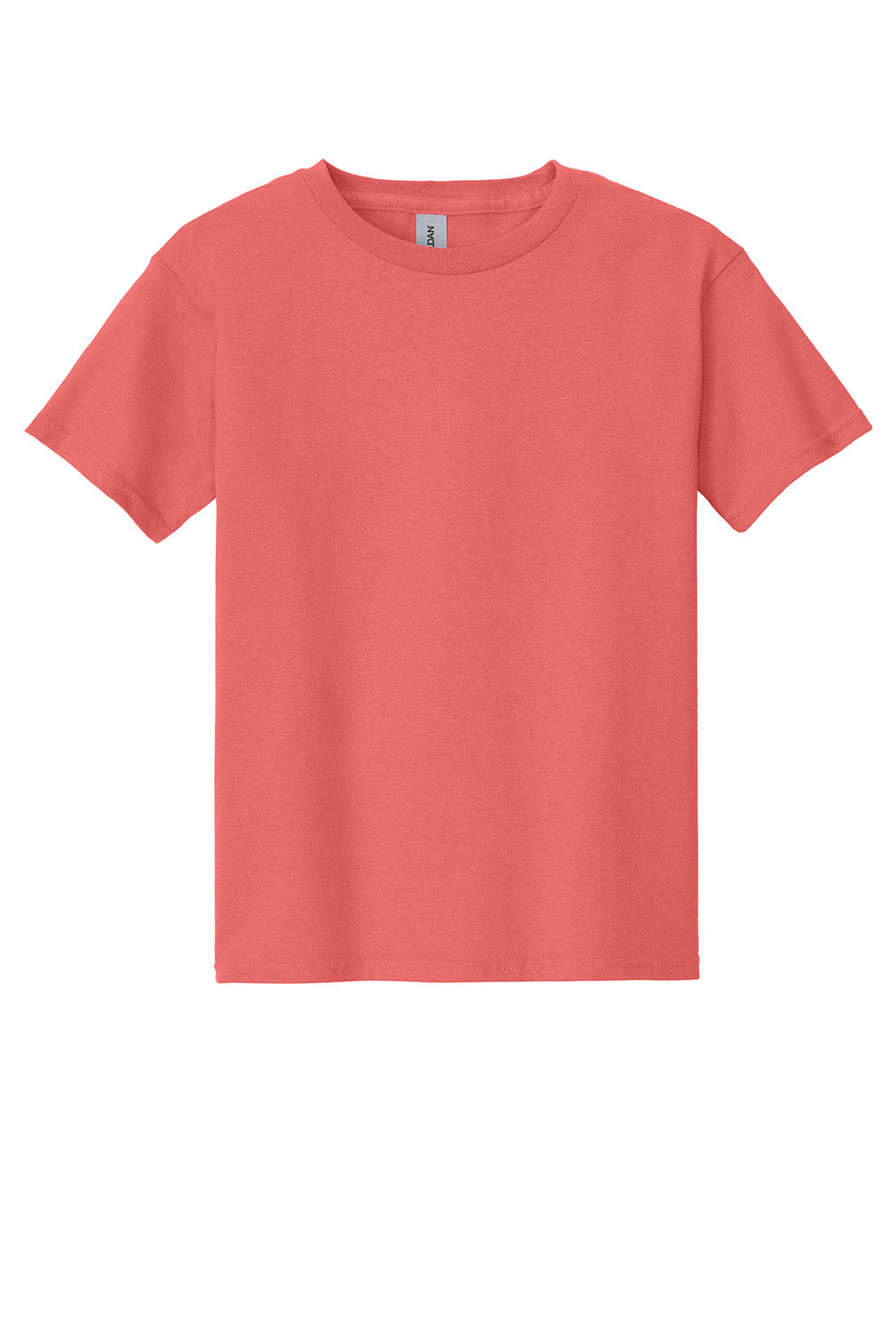 Gildan 5000B/G500B Youth Short Sleeve Crewneck T-Shirt Coral Silk Flat Front