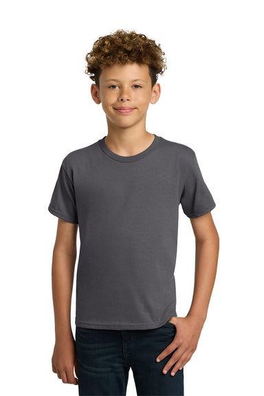 Gildan 5000B/G500B Youth Short Sleeve Crewneck T-Shirt Charcoal Grey Model Front